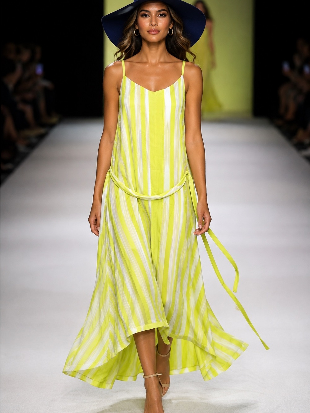 Lane Bryant Lime and White Striped Slip Maxi Coverup